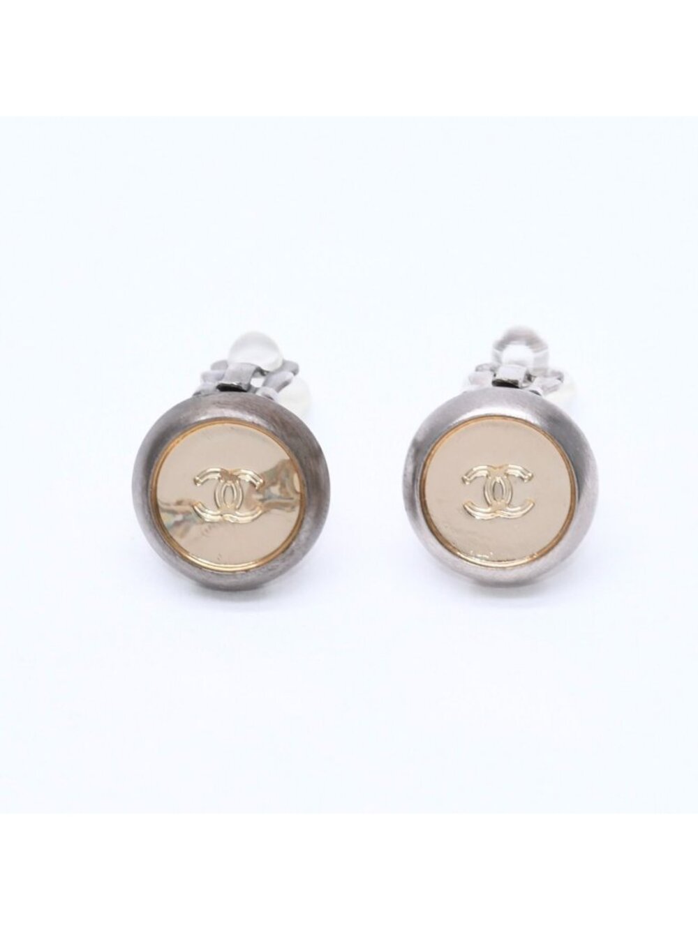 Chanel Vintage CC Logo Earrings 99 Metal Silver Gold